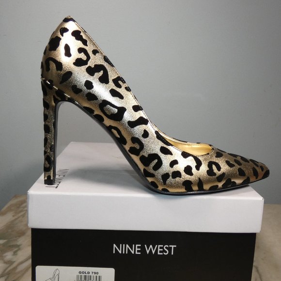 Sexy NINE WEST Women's Tatiana3 Stiletto Pumps Gold Leopard 8.5 - Picture 11 of 14